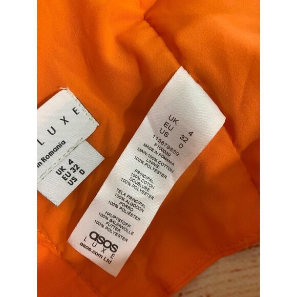 Asos Luxe Women's Orange Wrap Crop Top Puff Sleeves - 0 - Picture 9 of 11